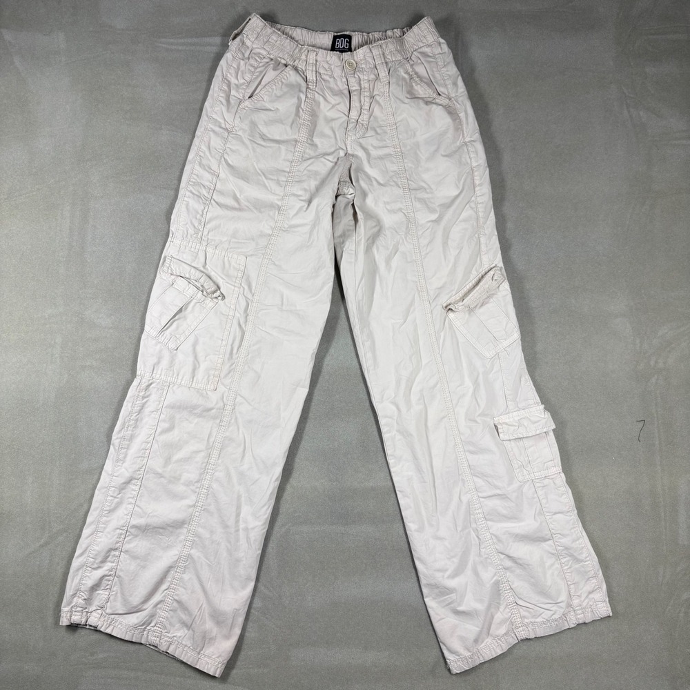 BDG Urban Outfitters Y2K Cargo Pants Cream Beige Wide Leg XS Cotton Utility